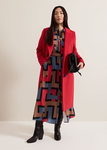 Phase Eight Skye Double Breasted Midaxi Wool Coats Red USA | 6782014-GA